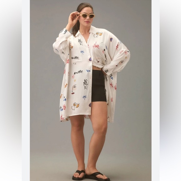 Anthropologie Corey Lynn Calter Long-Sleeve Printed Mini Shirt Dress size 3X - mordernwear.com Anthropologie Corey Lynn Calter Long-Sleeve Printed Mini Shirt Dress size 3X - mordernwear.com